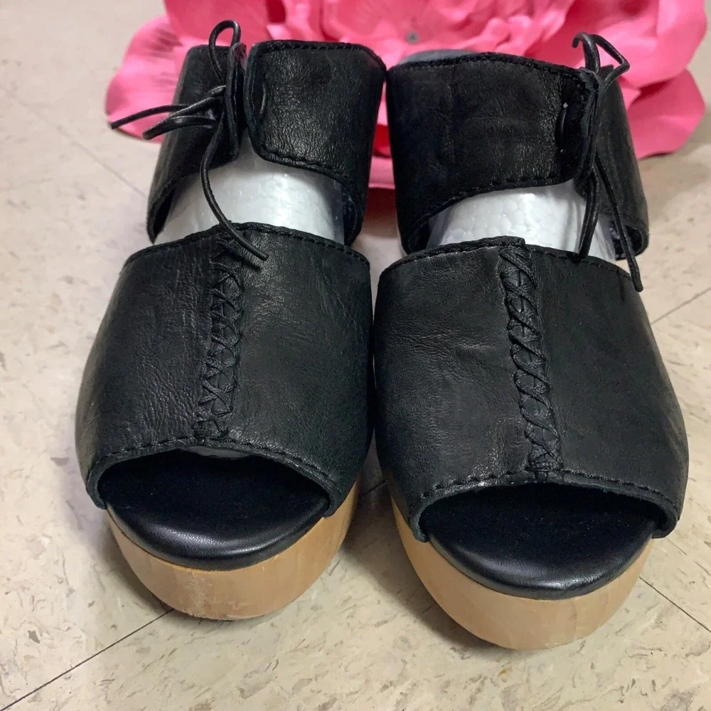 KELSI DAGGER Brooklyn Marion Black Platform Open Toe Slip On Clogs Womens Sz 9.5